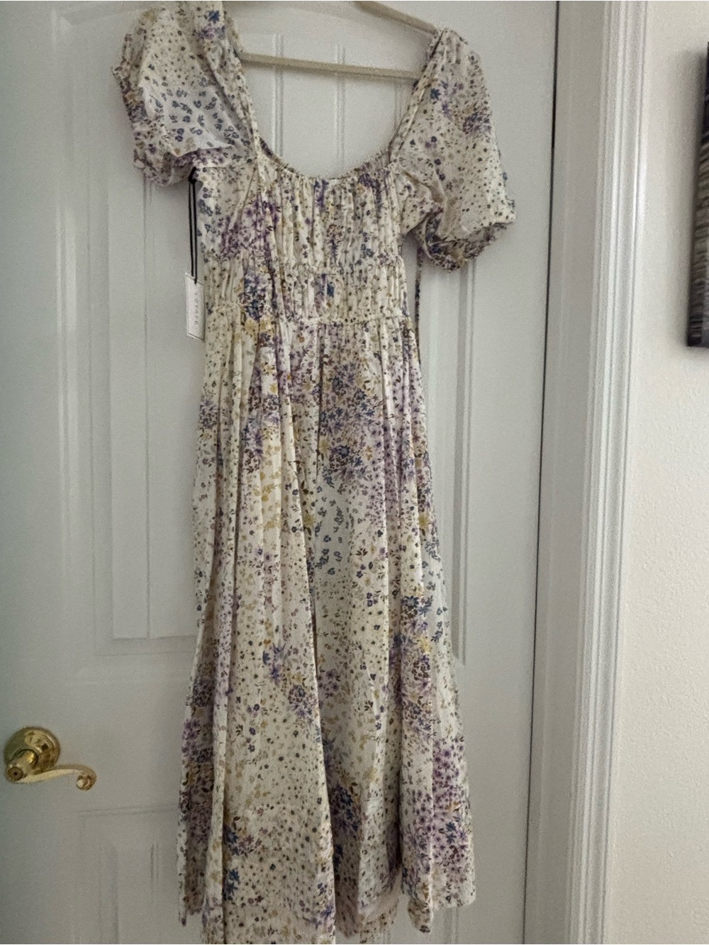 1. State Cream Midi Dress with Lavender and Yellow Floral Print